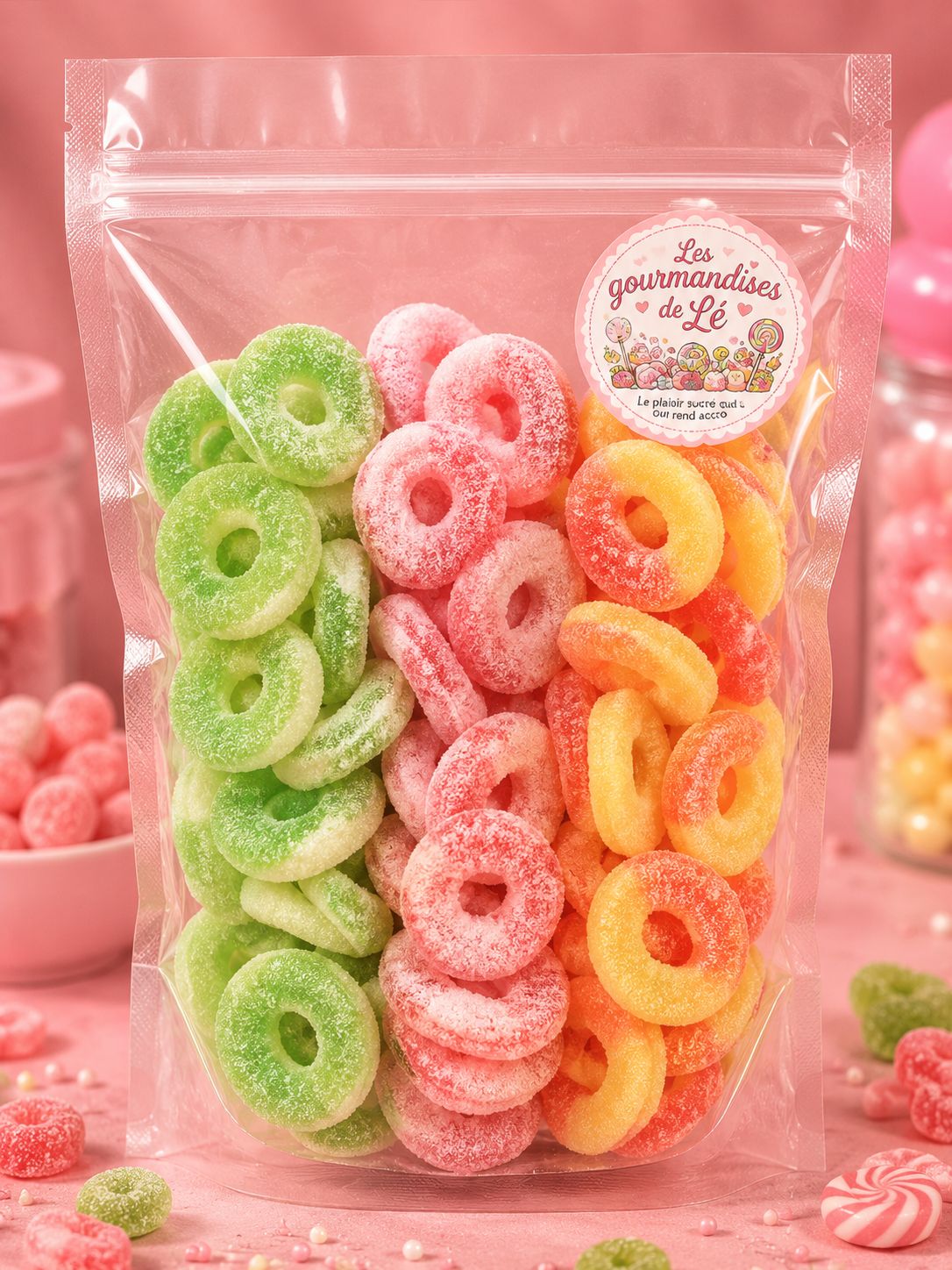 Mix anneaux pomme, pêche ,fraise